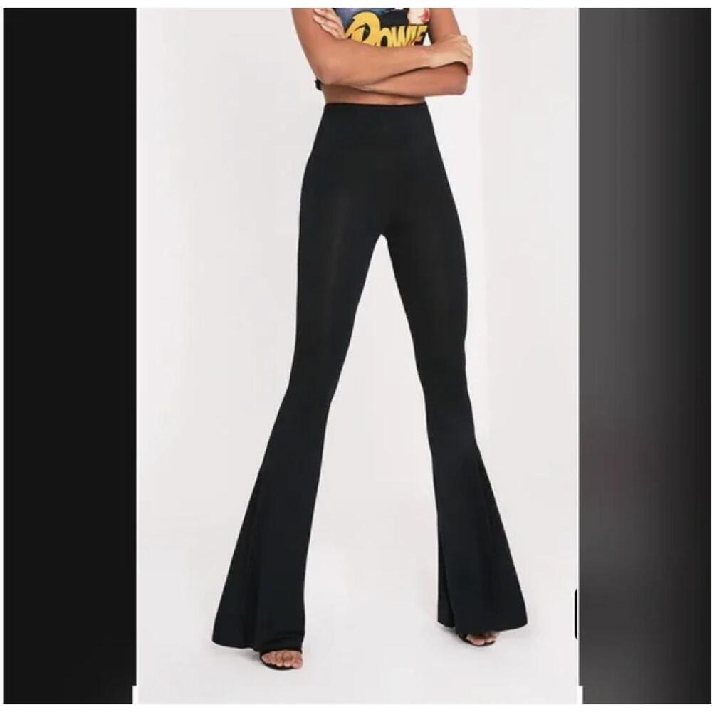 THE SANG Black High Waisted Belt Loops Flare Style Pants Size Small
